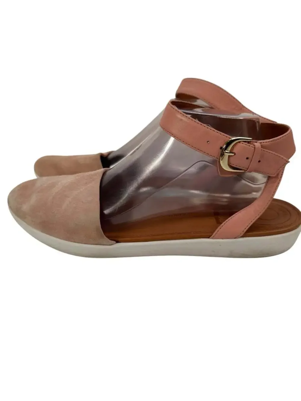 FitFlop Cova Closed Toe Suede Comfort Sandals Blush Pink Ankle Strap Womens 10